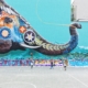 elephant graffiti wall art at basketball court